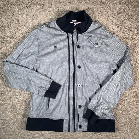 Artful Dodger Jacket Womens 2XL Gray Houndstooth‎ Full Zip Button Graphic - Picture 1 of 15